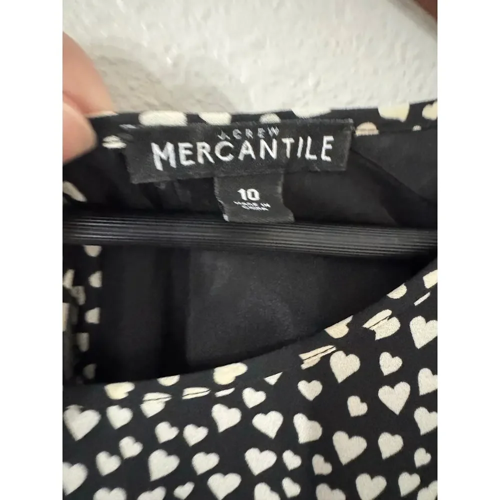 J. Crew Mercantile Long Sleeve Printed‎ Heart Dress Size 10